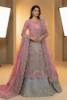 Charm Pink net shirt with a Utterly Violet raw silk lehenga, suited to modern nikah dresses and nikah dress designs online, offering nikah outfit ideas and colors, nikah attire for bridesmaids, nikah outfits for bride and groom, dresses for nikah, nikah ceremony dresses, and dresses for baraat.