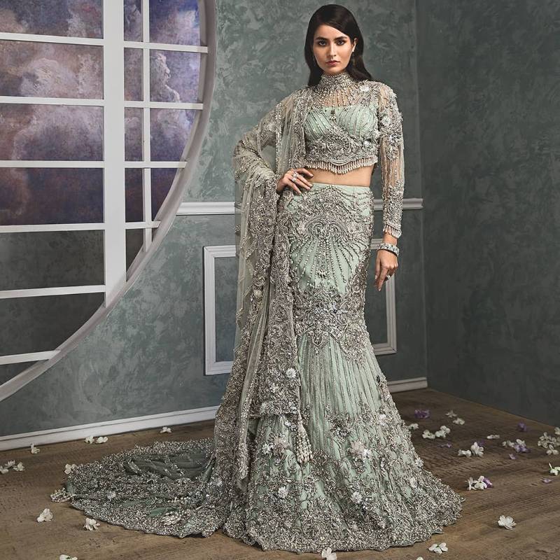Pakistani Mermaid Lehenga UK USA Canada Australia Fish Cut Lehenga
